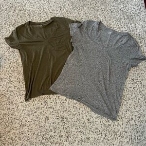 Madewell Green & Gray V-Neck Short Sleeve T-Shirt Size Small & Medium